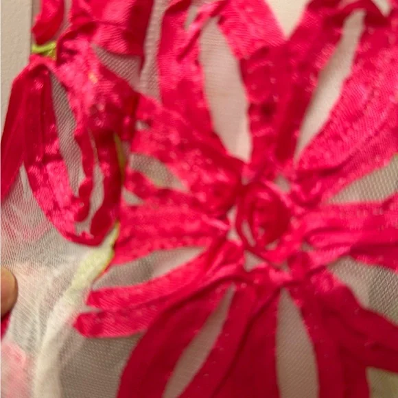 Rare Editions Vibrant Pink And Green Floral Dress Size 6 - Picture 9 of 15